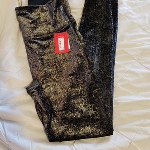 Spanx velvet shine black/gold leggings, worn once, like new  size M